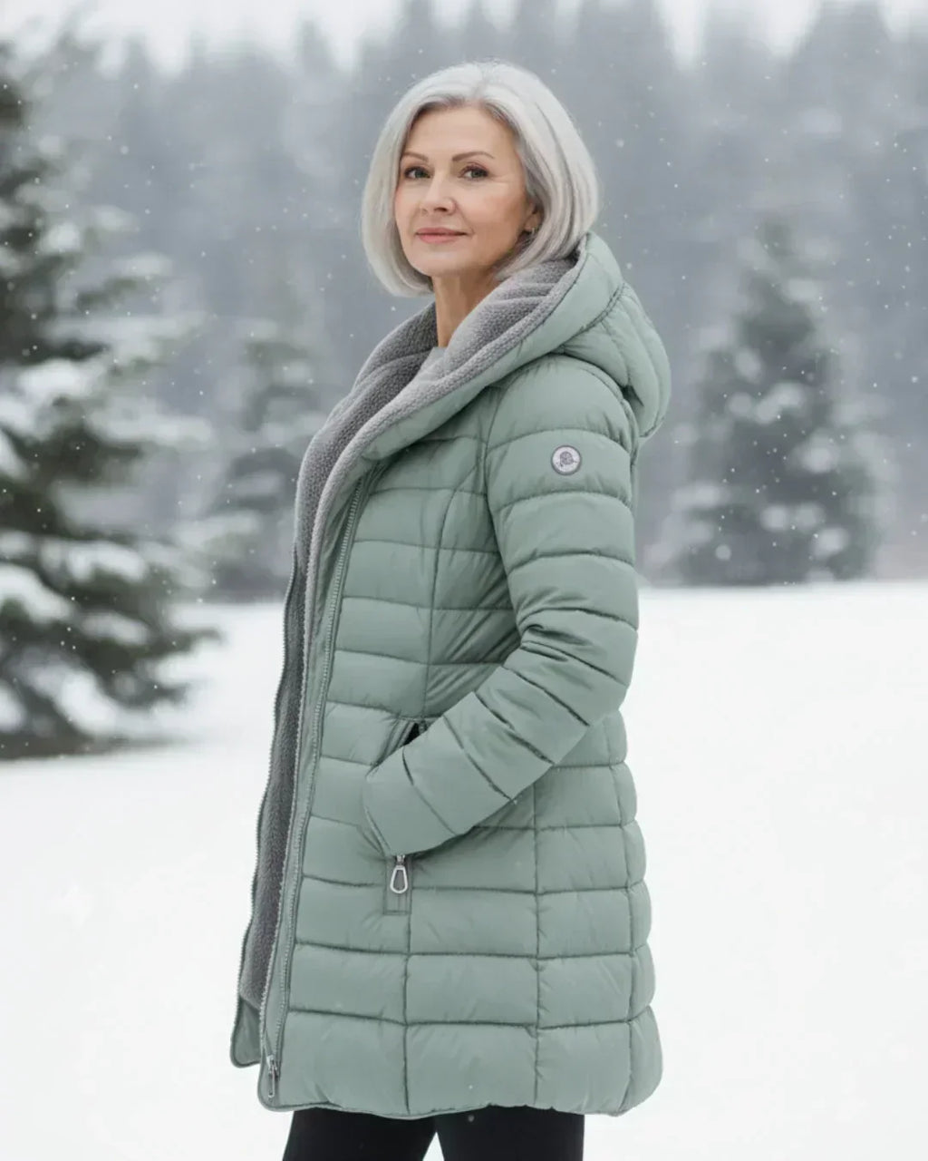 Cappotto Invernale Imbottito Trapuntato da Donna con Cappuccio Removibile