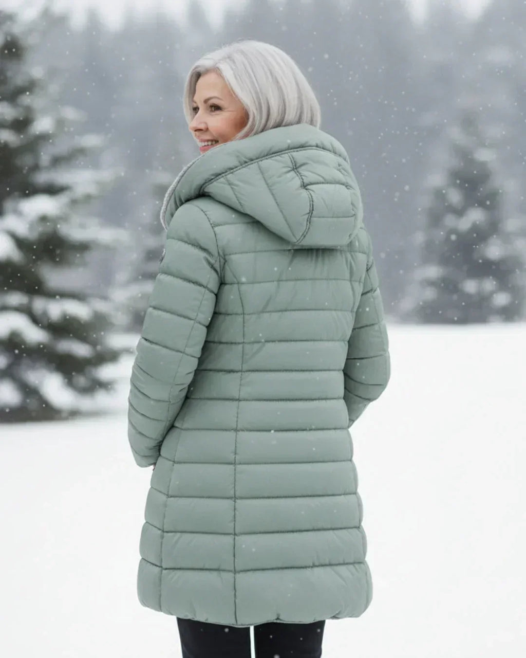 Cappotto Invernale Imbottito Trapuntato da Donna con Cappuccio Removibile