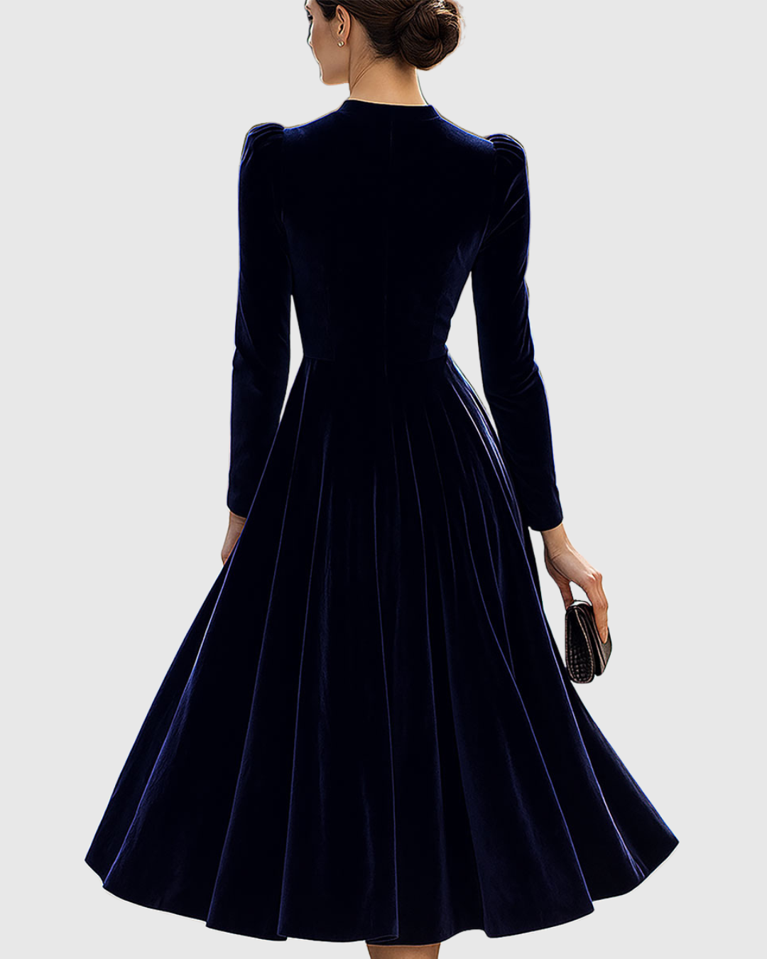 Abito Midi Donna in Velluto a Maniche Lunghe
