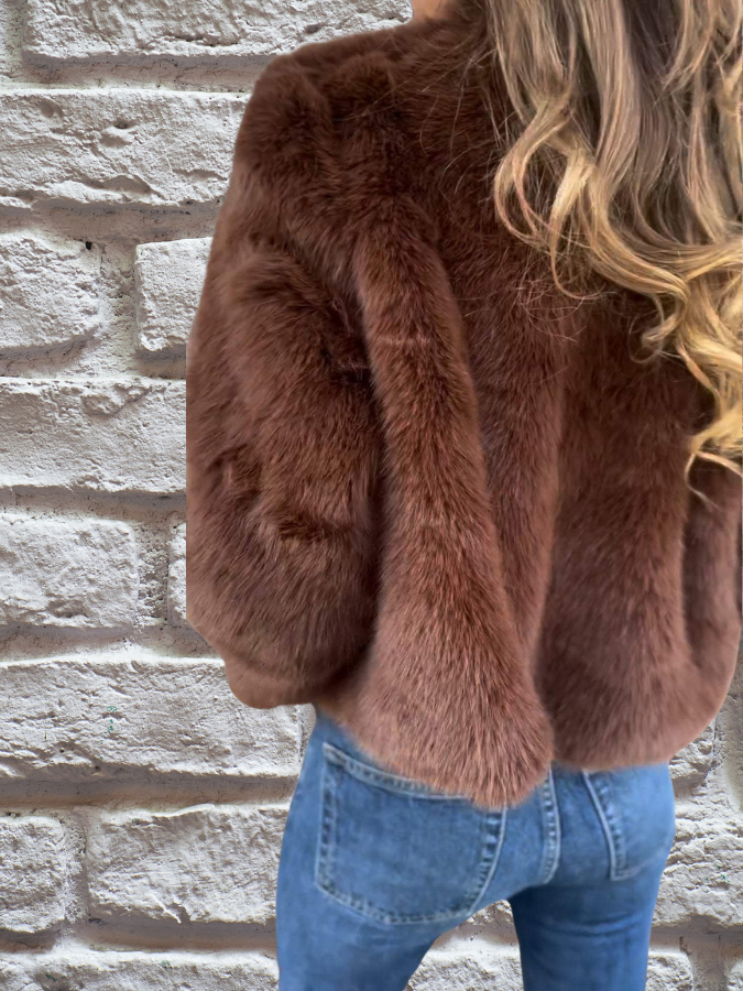 Giacca Corta da Donna in Peluche con Zip