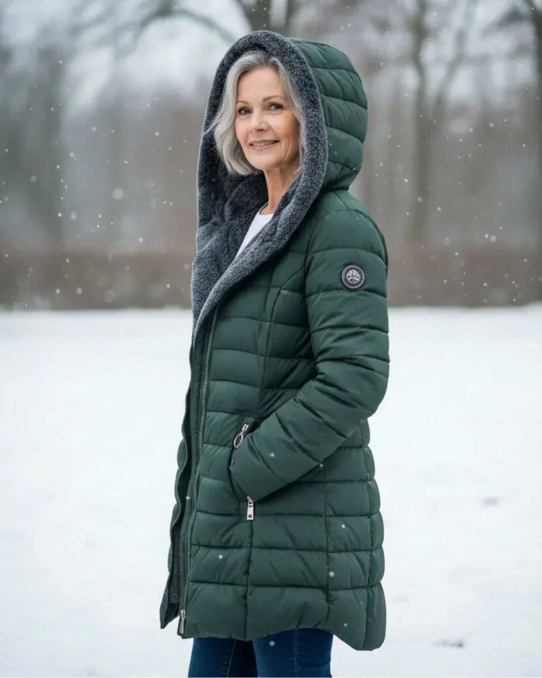 Cappotto Invernale Imbottito Trapuntato da Donna con Cappuccio Removibile