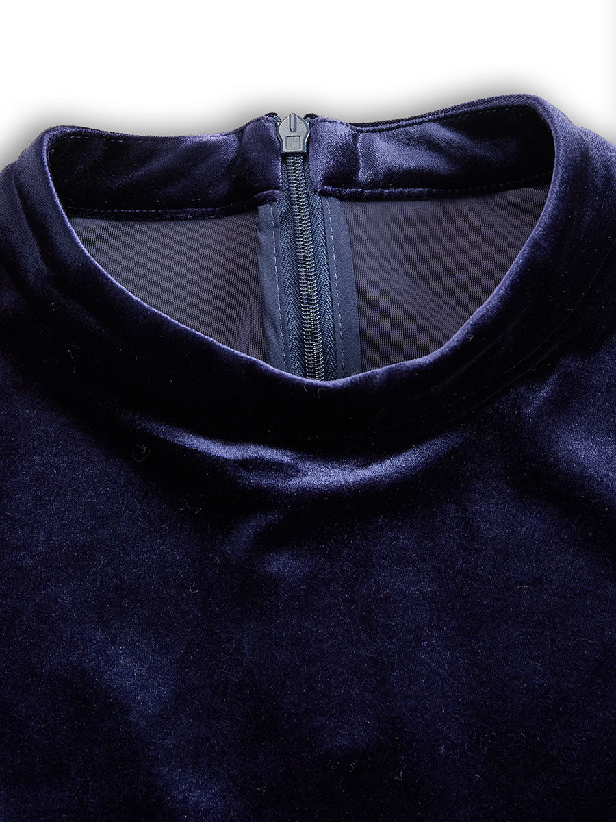 Abito Midi Donna in Velluto a Maniche Lunghe