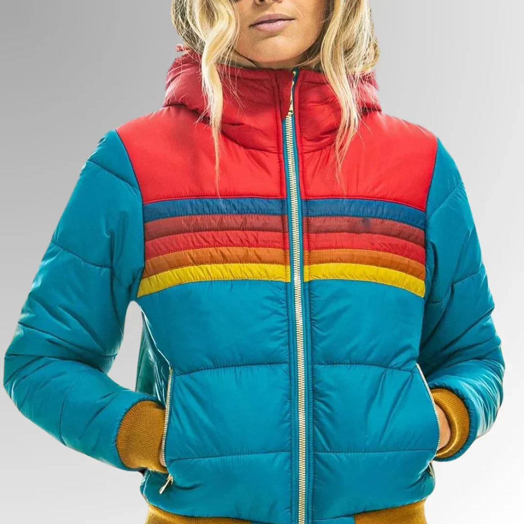 Piumino Donna a Righe Stile Retrò - Blu