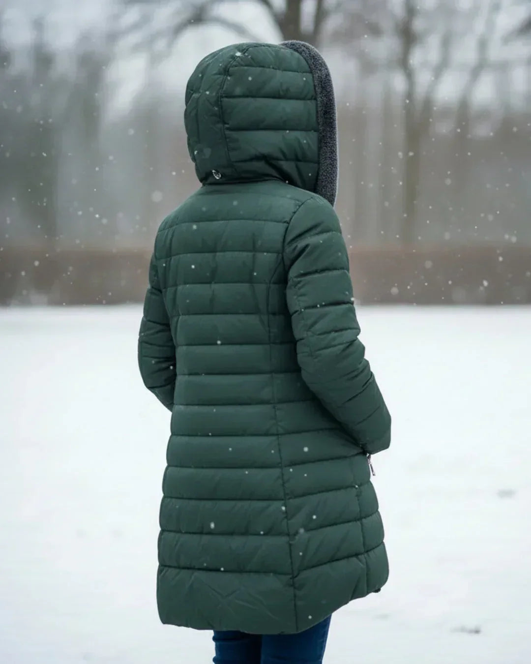 Cappotto Invernale Imbottito Trapuntato da Donna con Cappuccio Removibile