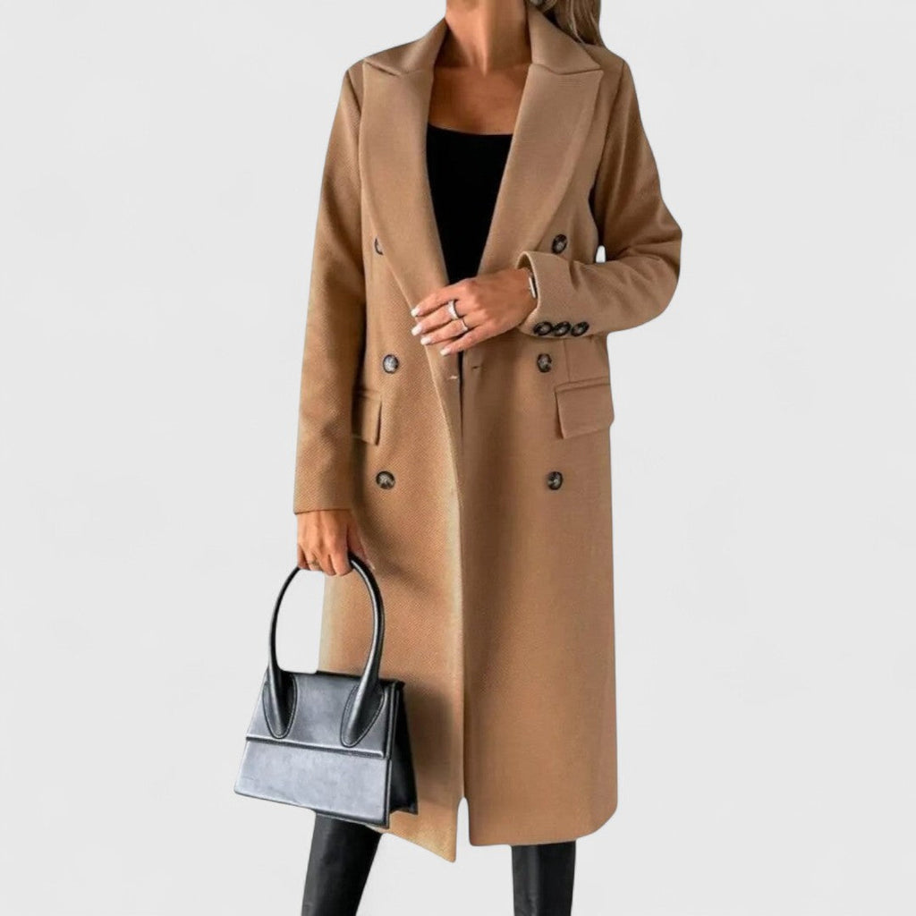 Cappotto Lungo Elegante da Donna con Bottoni - Marrone