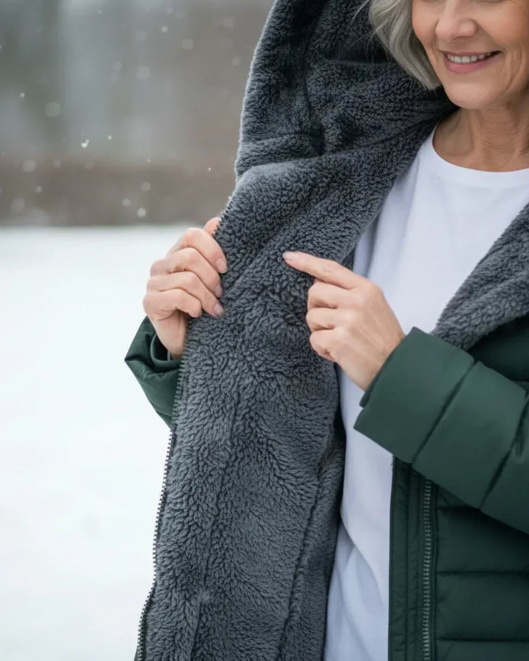 Cappotto Invernale Imbottito Trapuntato da Donna con Cappuccio Removibile