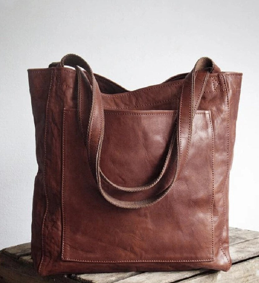 Borsa Tote Donna Capiente da Tutti i Giorni - Marrone Scuro