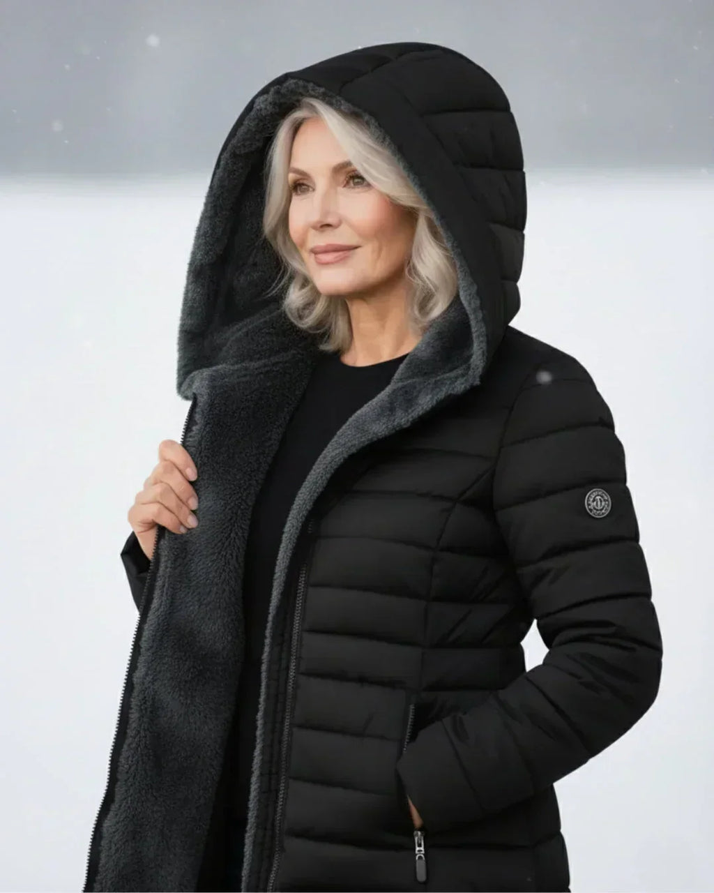 Cappotto Invernale Imbottito Trapuntato da Donna con Cappuccio Removibile