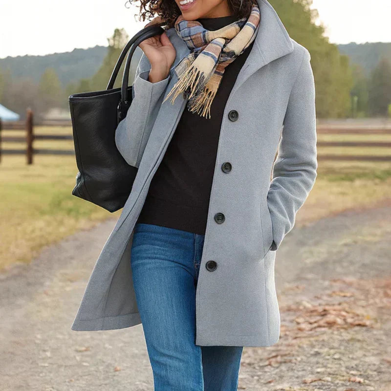 Cappotto Monopetto Sartoriale da Donna - Grigio Chiaro