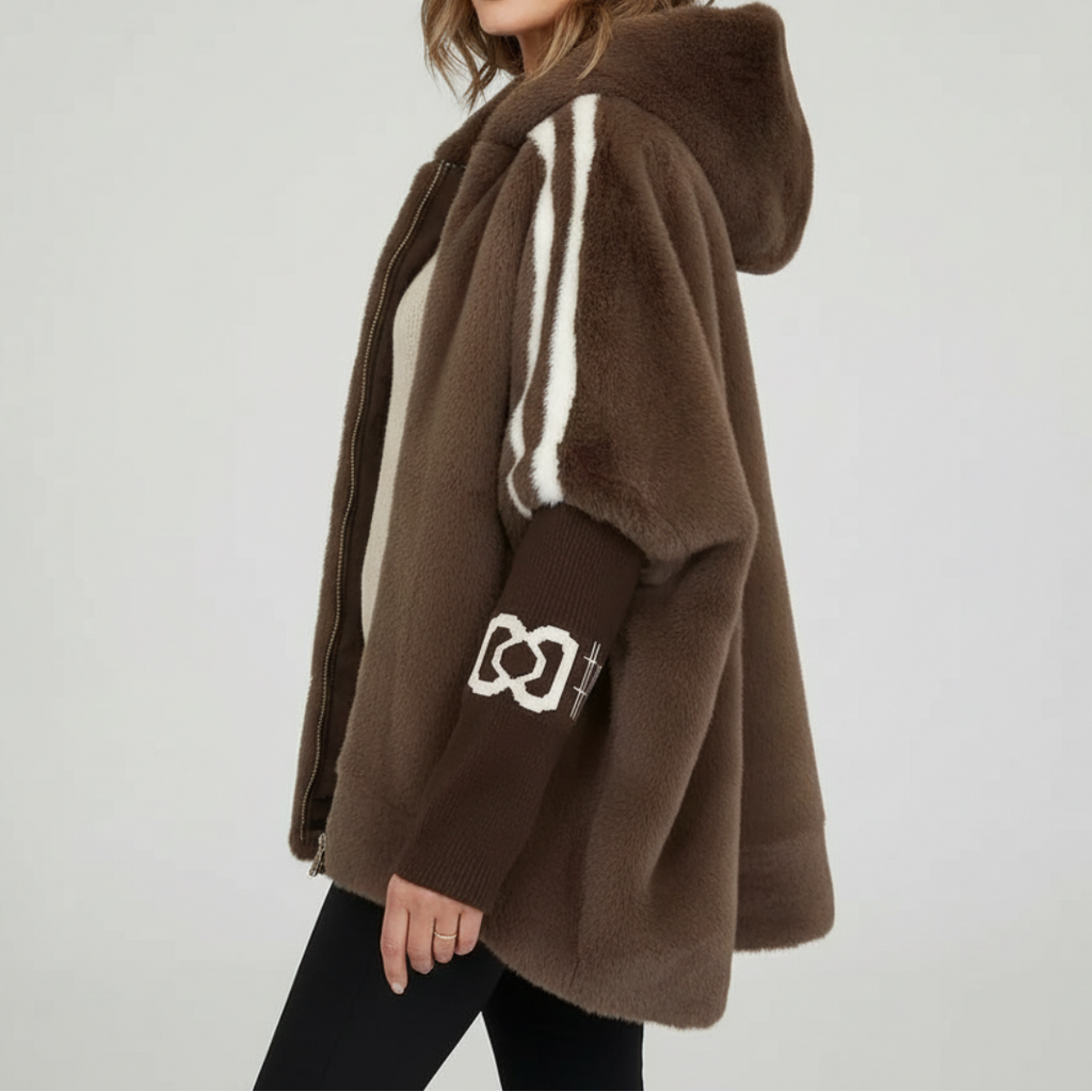 Giacca Donna in Pelliccia Sintetica con Cappuccio