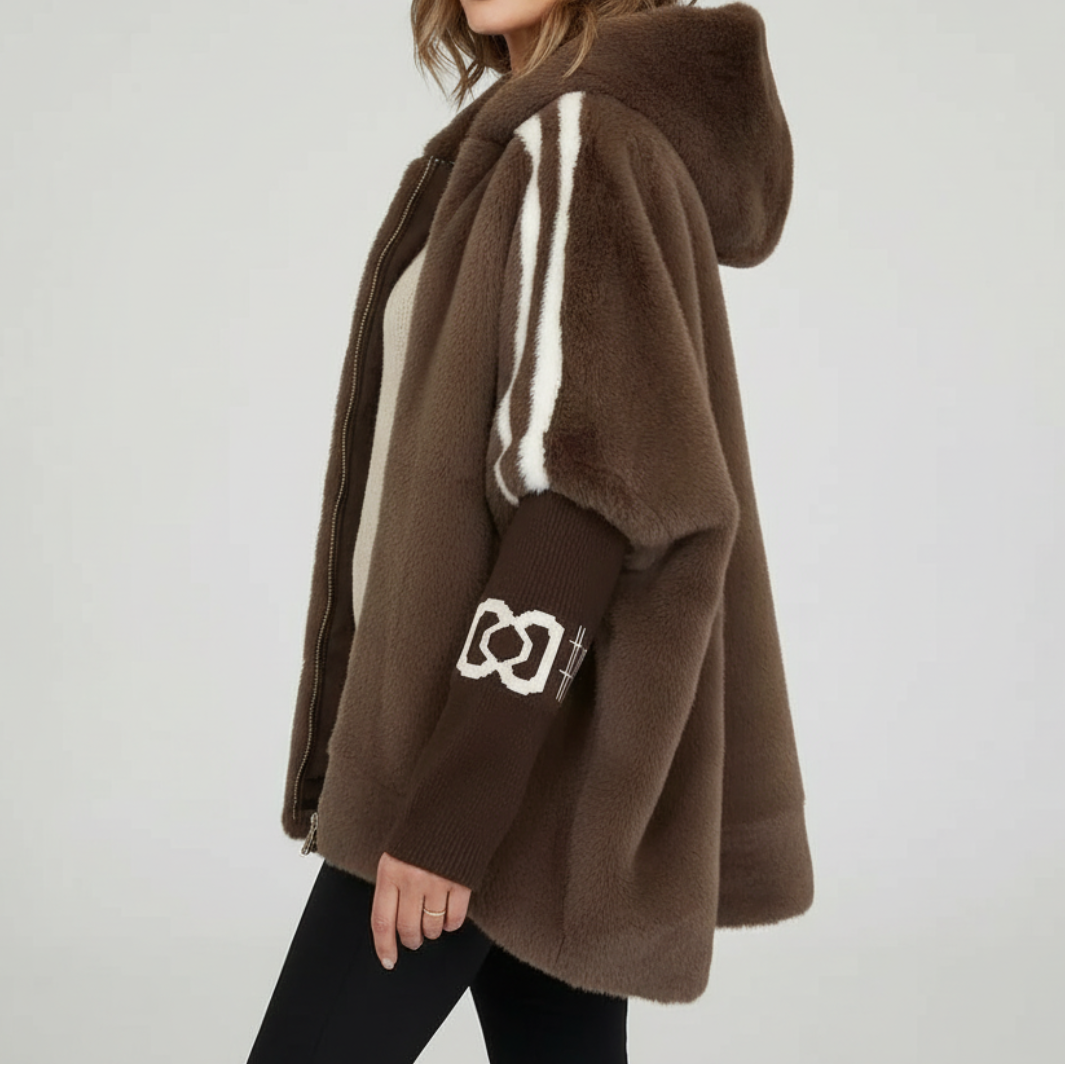 Giacca Donna in Pelliccia Sintetica con Cappuccio