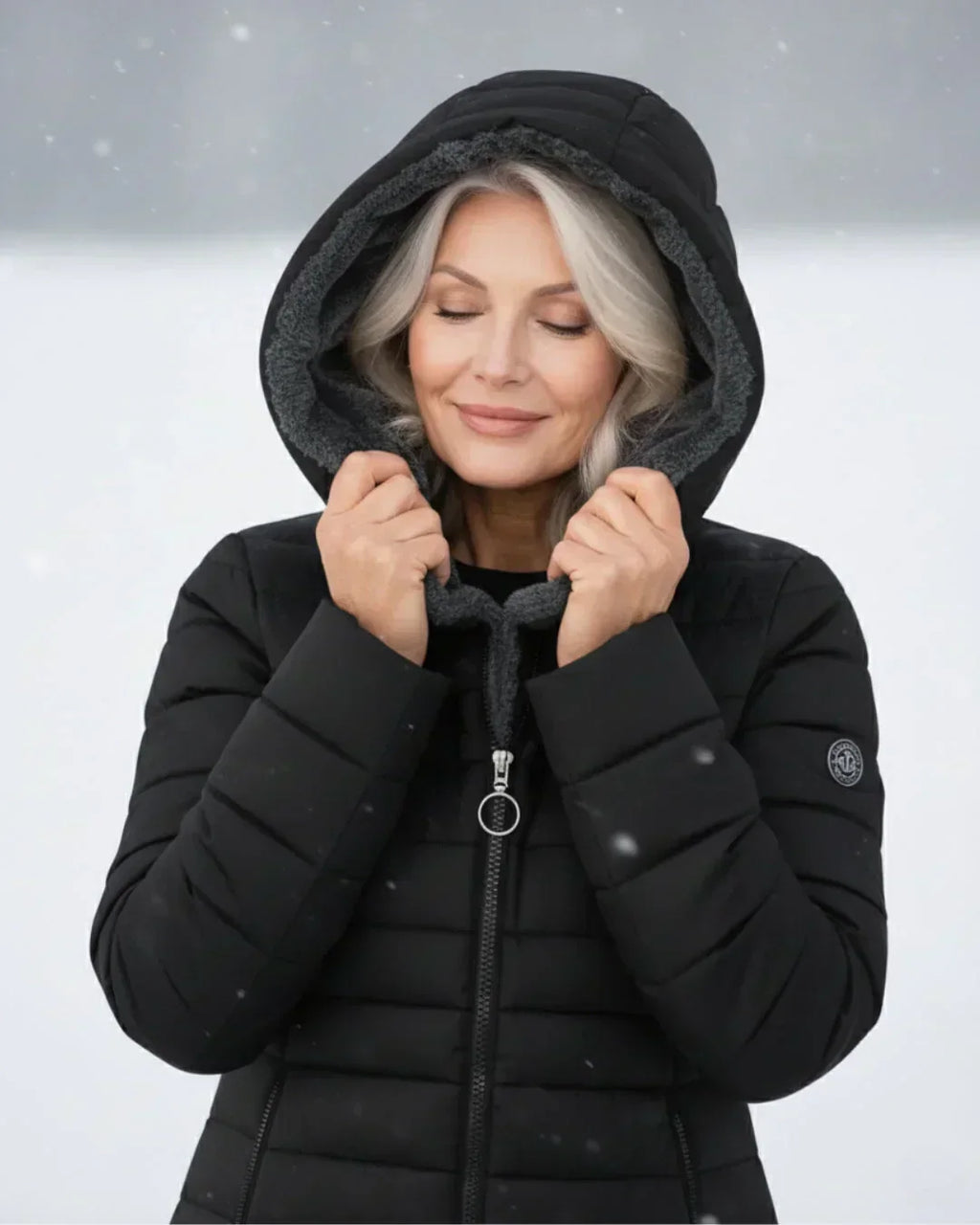 Cappotto Invernale Imbottito Trapuntato da Donna con Cappuccio Removibile