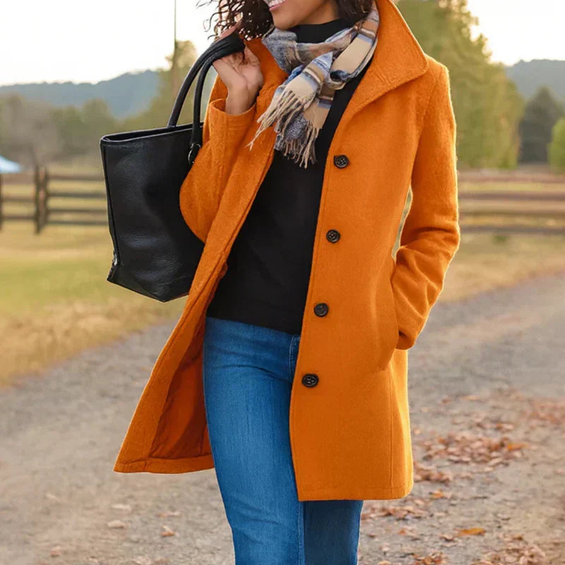 Cappotto Monopetto Sartoriale da Donna - Arancione