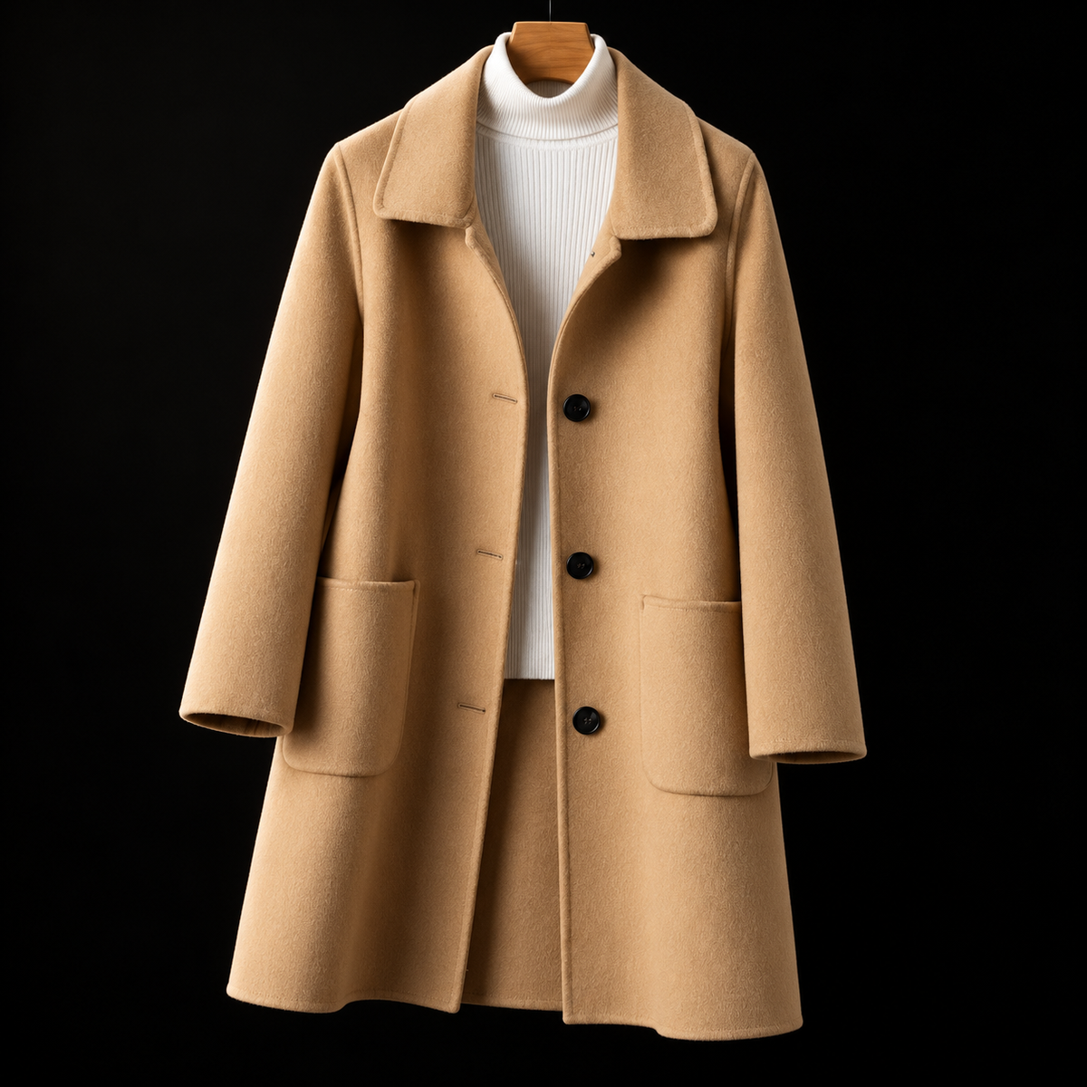 Cappotto Lungo Monopetto Sartoriale da Donna - Cammello