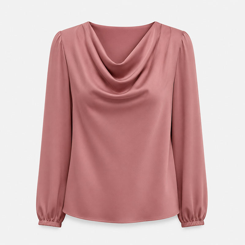 Blusa Drappeggiata con Scollo Morbido