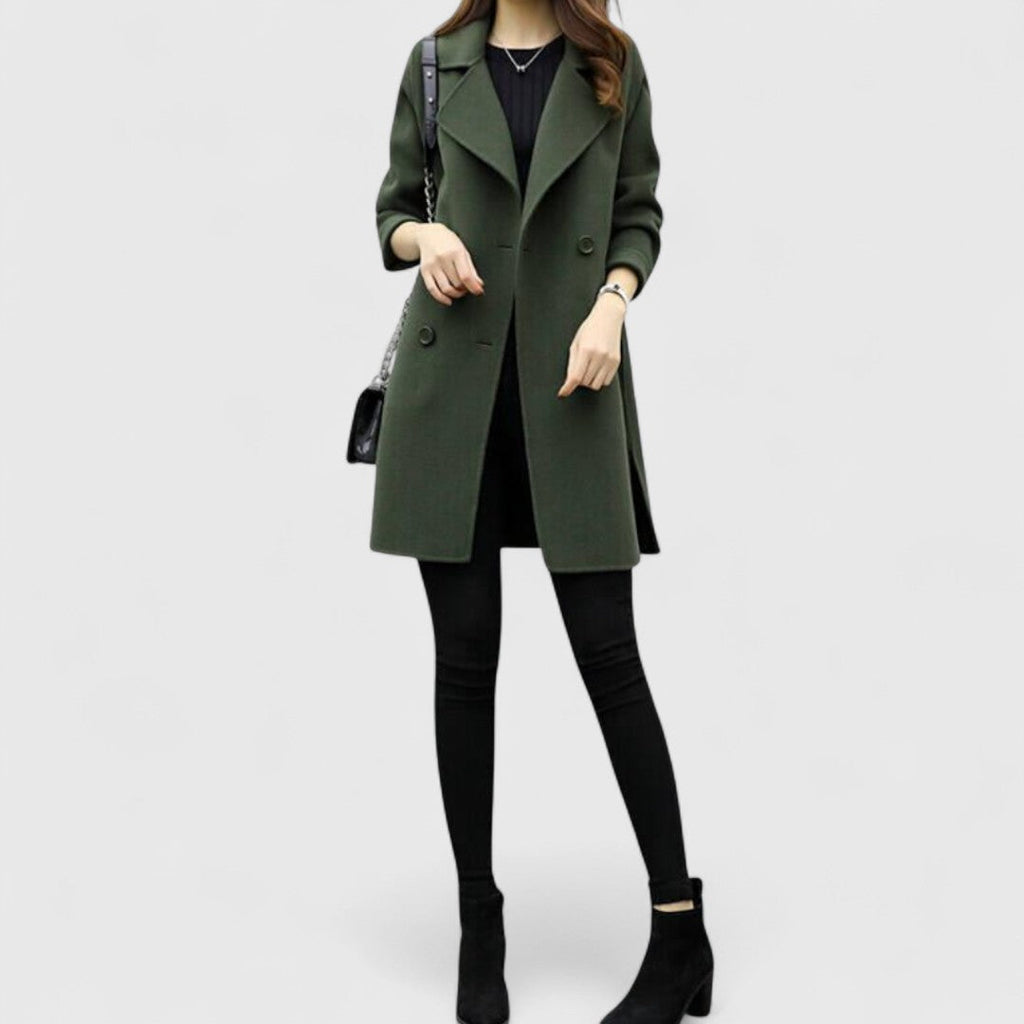 Cappotto Lungo Doppiopetto da Donna con Revers