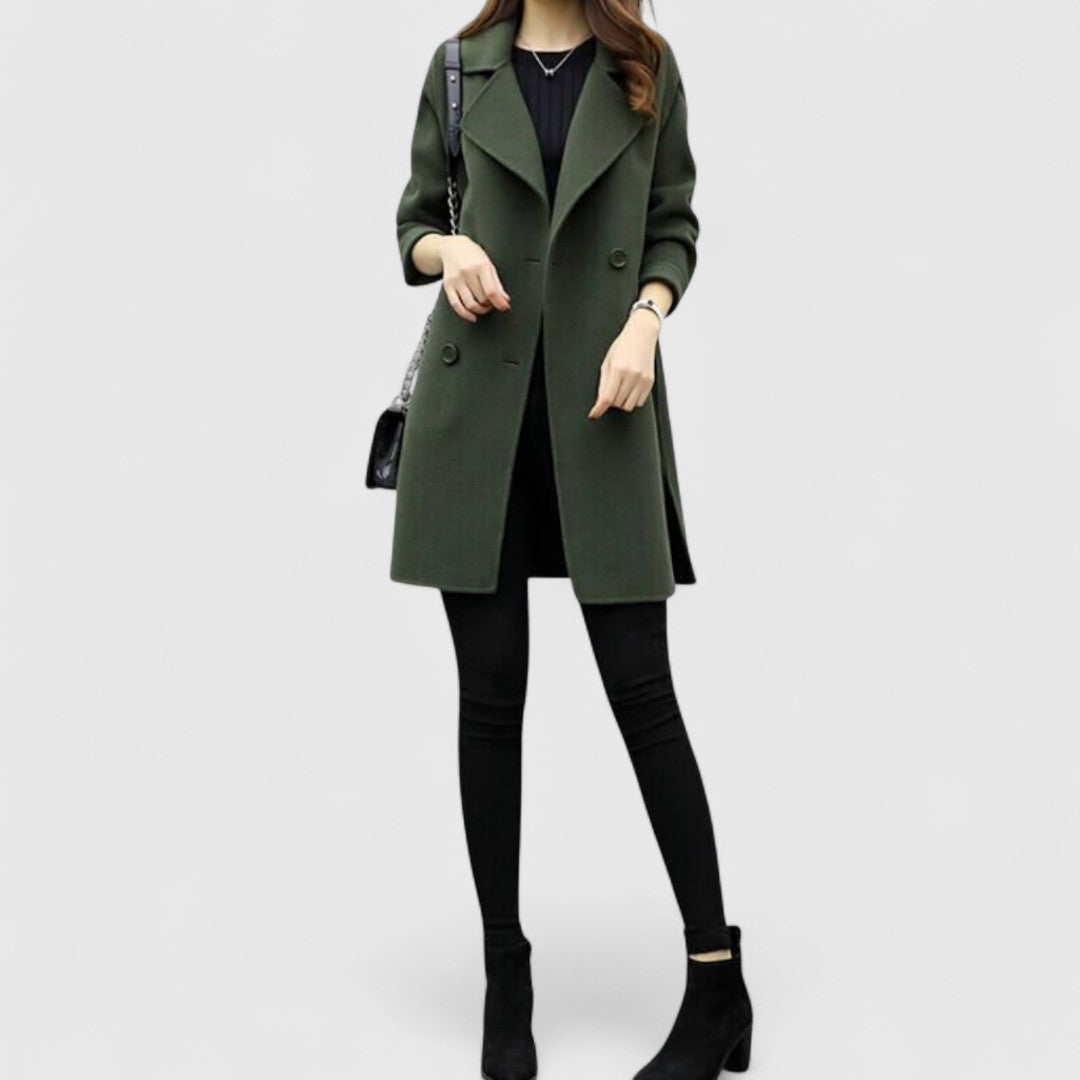 Cappotto Lungo Doppiopetto da Donna con Revers