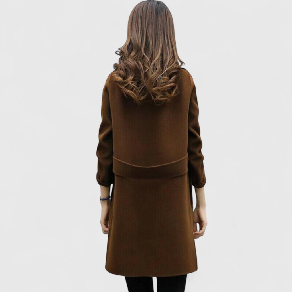 Cappotto Lungo Doppiopetto da Donna con Revers