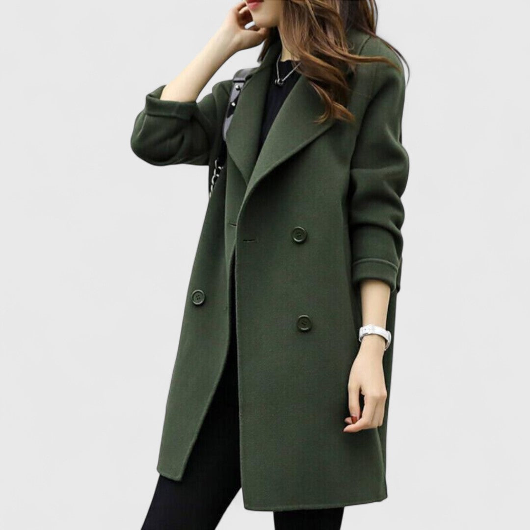 Cappotto Lungo Doppiopetto da Donna con Revers