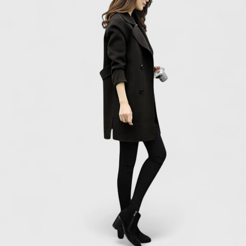 Cappotto Lungo Doppiopetto da Donna con Revers