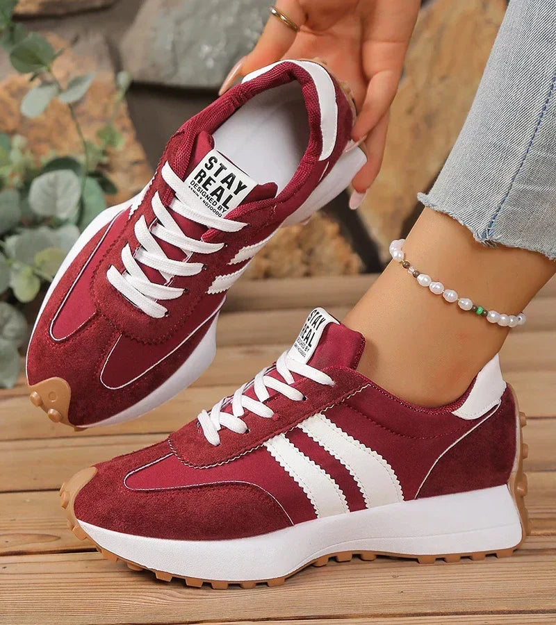 Sneakers con Plateau Ammortizzato da Donna - Rosso