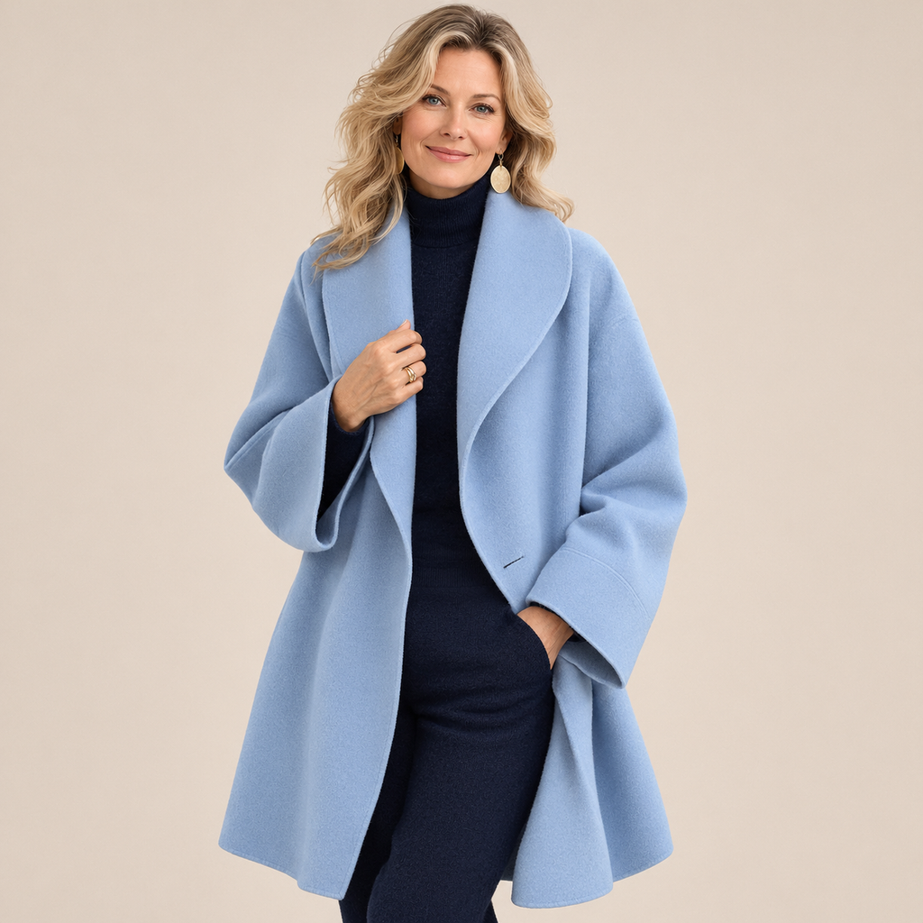 Cappotto Donna Antivento con Collo a Scialle - Blu