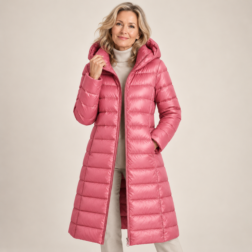 Cappotto Trapuntato Leggero con Cappuccio da Donna - Rosa