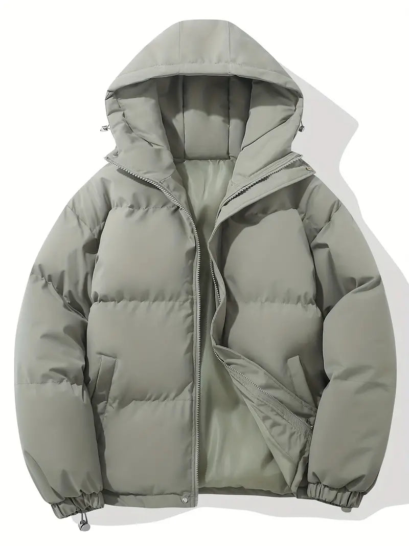 Giacca Invernale Imbottita da Donna con Cappuccio - Grigio Chiaro