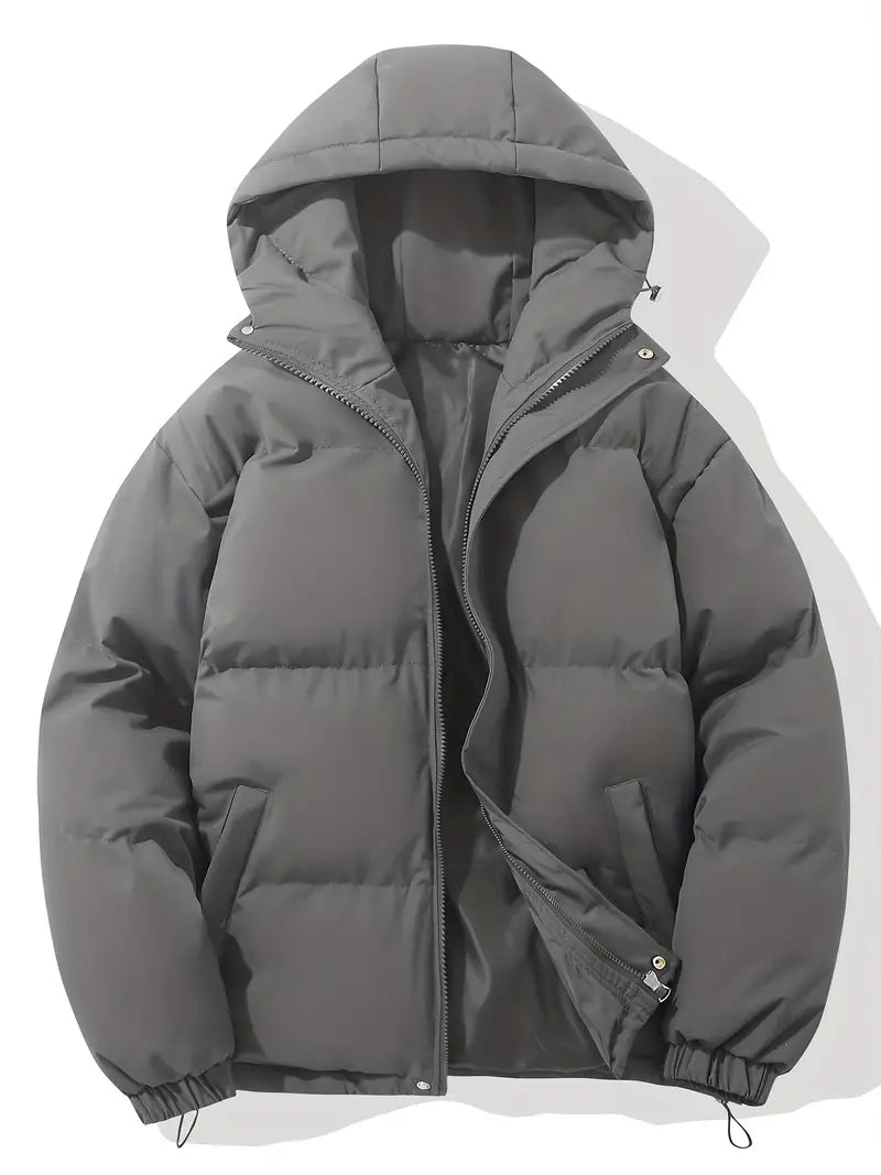 Giacca Invernale Imbottita da Donna con Cappuccio - Grigio Scuro