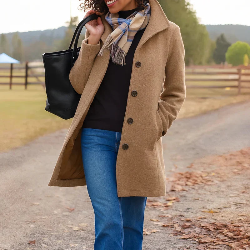 Cappotto Monopetto Sartoriale da Donna - Kaki
