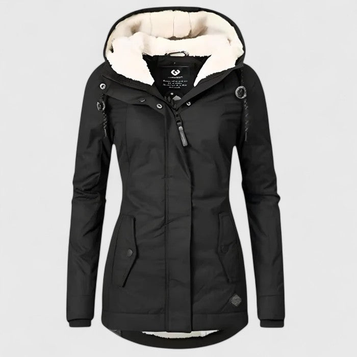 Parka Lungo Invernale da Donna con Cappuccio - Nero