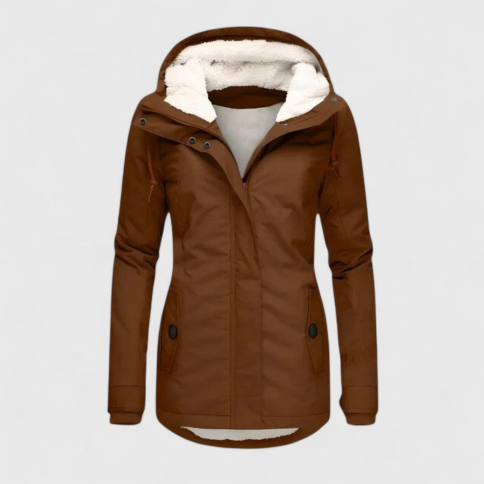 Parka Lungo Invernale da Donna con Cappuccio - Marrone