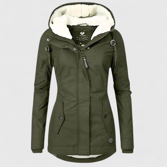 Parka Lungo Invernale da Donna con Cappuccio - Verde