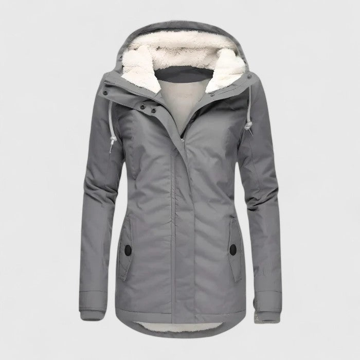 Parka Lungo Invernale da Donna con Cappuccio - Grigio