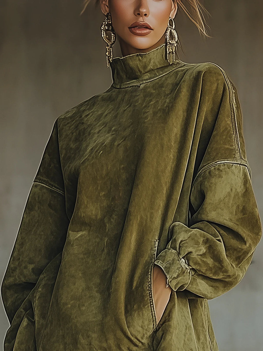 Mini Abito da Donna in Scamosciato Sintetico con Frange