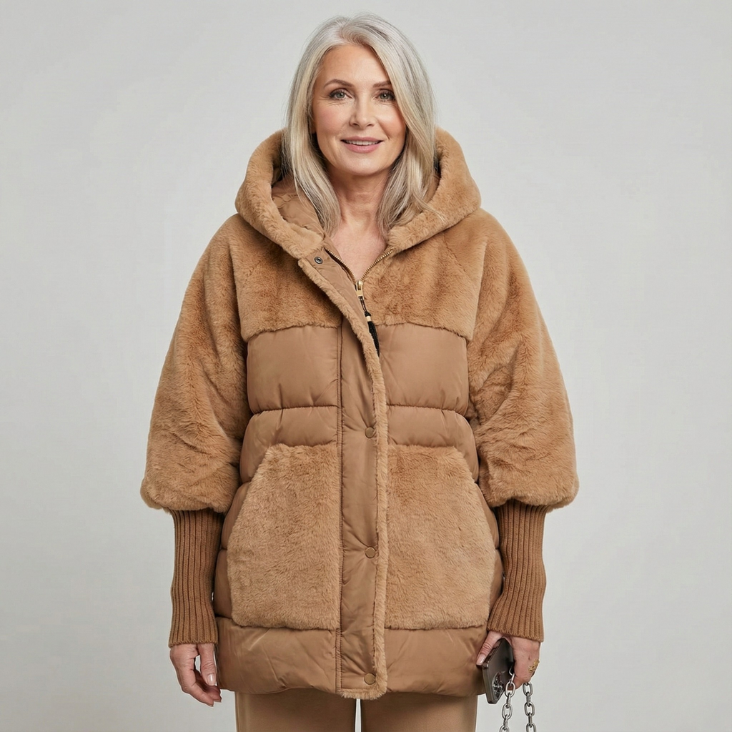Cappotto Invernale Caldo da Donna con Vestibilità Morbida - Cachi Scuro