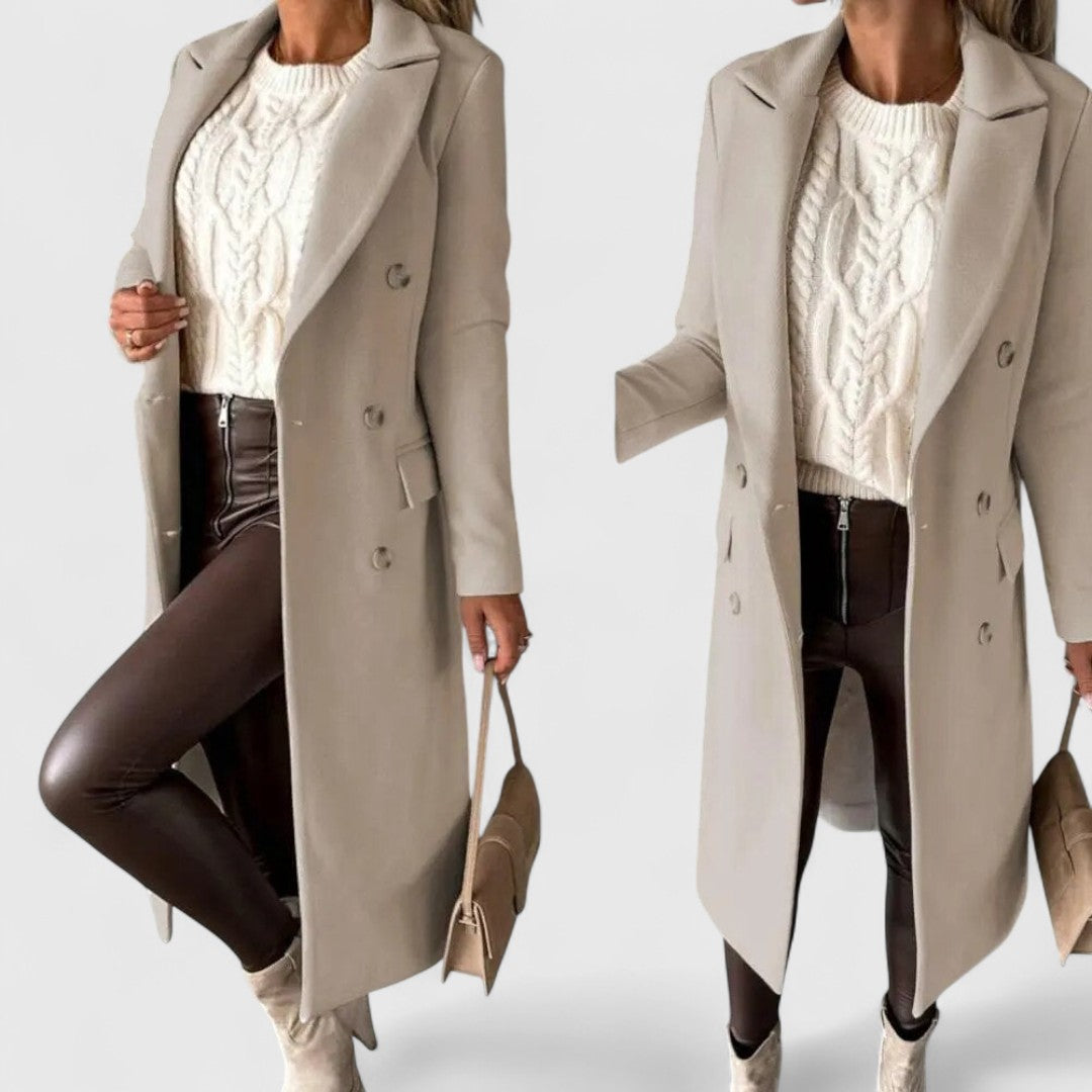 Cappotto Lungo Elegante da Donna con Bottoni