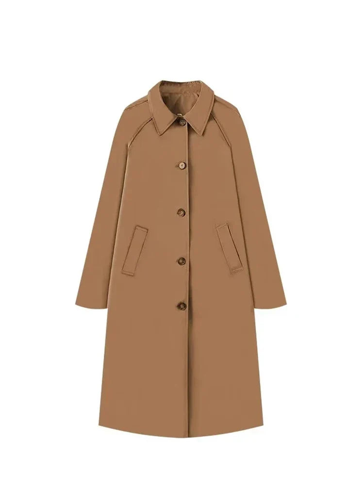 Trench Lungo Classico Monopetto da Donna