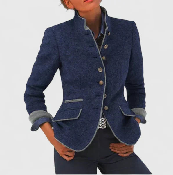 Blazer Sartoriale Donna in Misto Lana - Blu