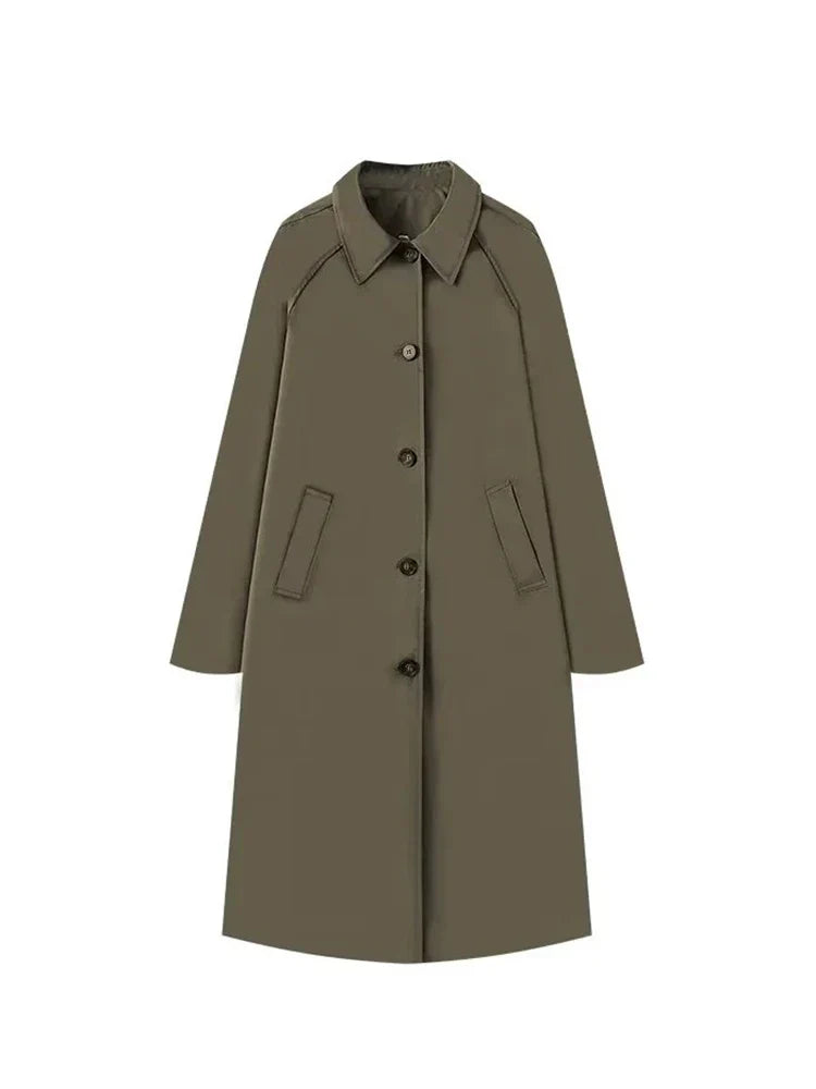 Trench Lungo Classico Monopetto da Donna