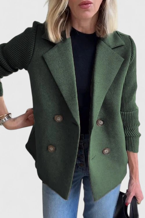 Blazer Donna Doppiopetto con Maniche a Contrasto - Verde