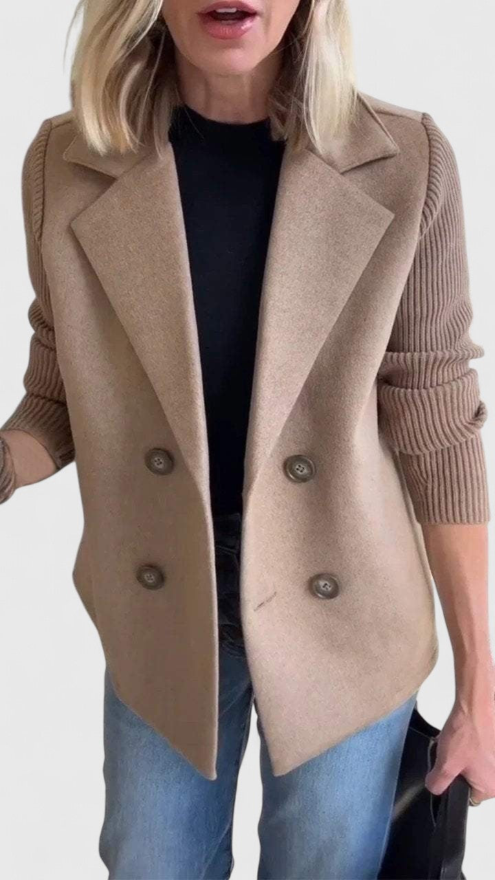 Blazer Donna Doppiopetto con Maniche a Contrasto