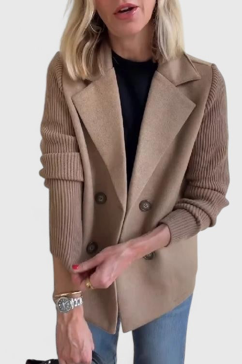Blazer Donna Doppiopetto con Maniche a Contrasto