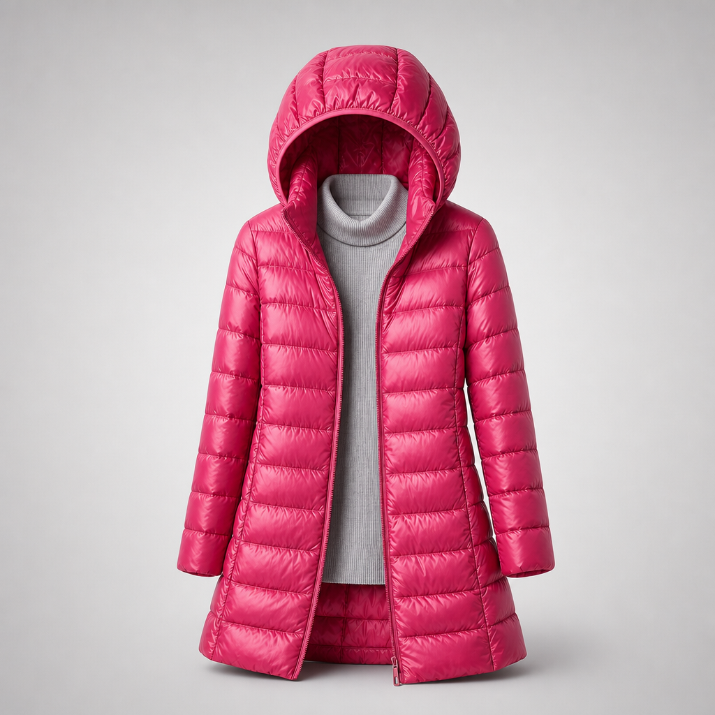 Cappotto Trapuntato Leggero con Cappuccio da Donna - Bordeaux