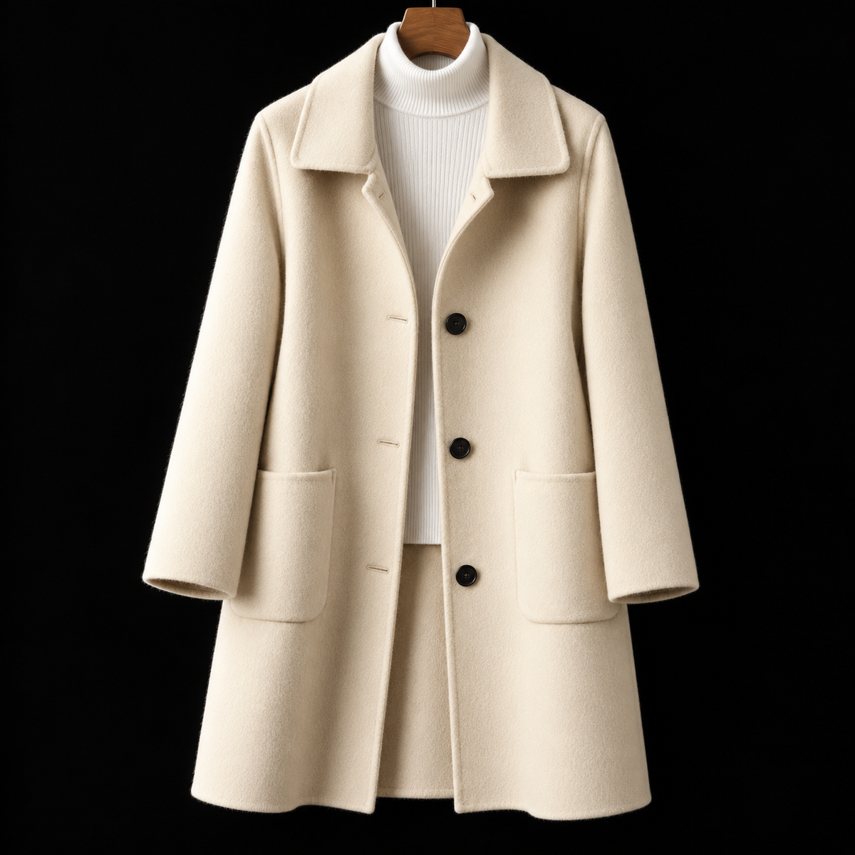 Cappotto Lungo Monopetto Sartoriale da Donna - Beige