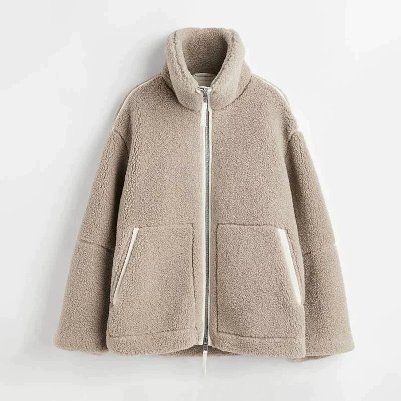 Giacca Teddy Oversize da Donna con Zip