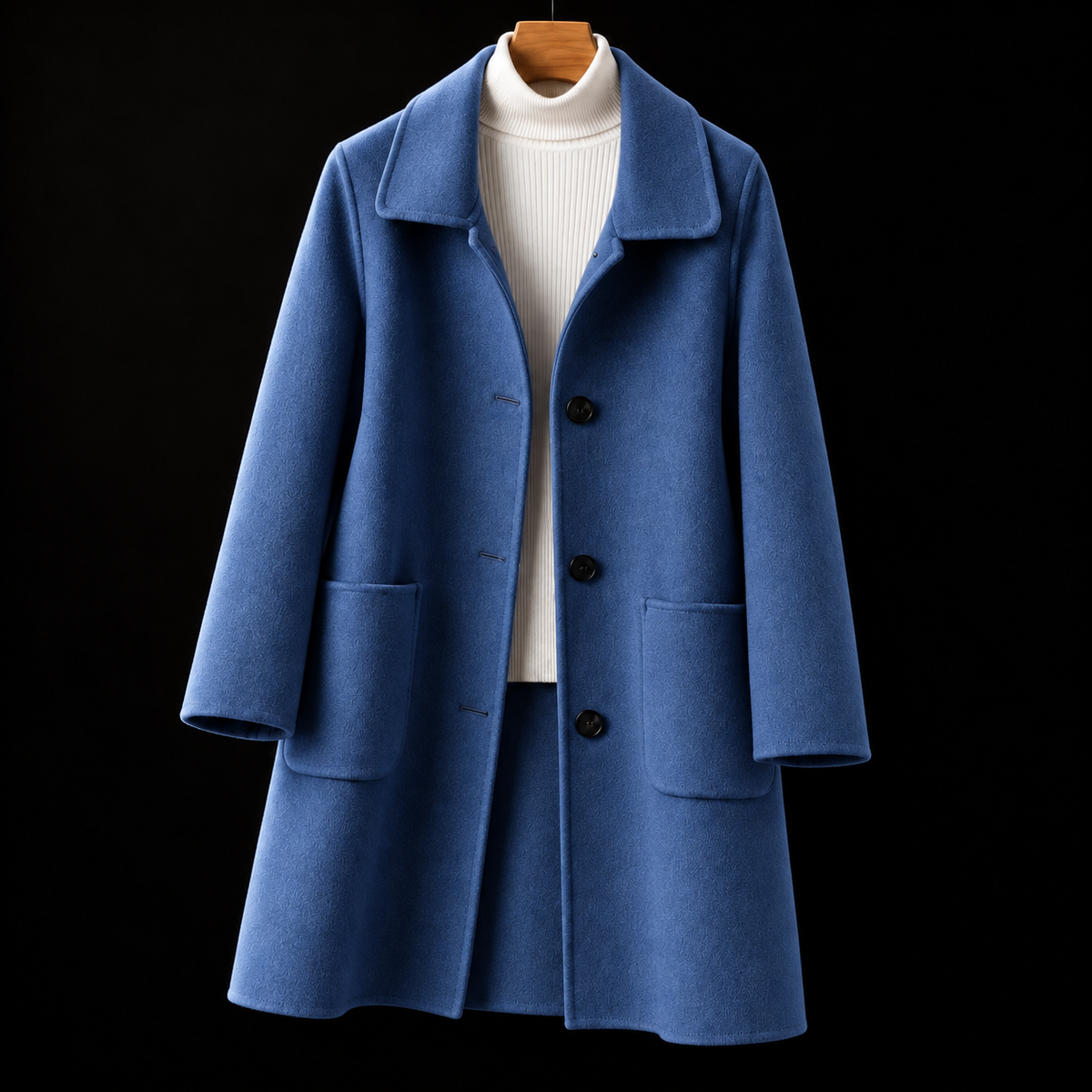 Cappotto Lungo Monopetto Sartoriale da Donna - Blu