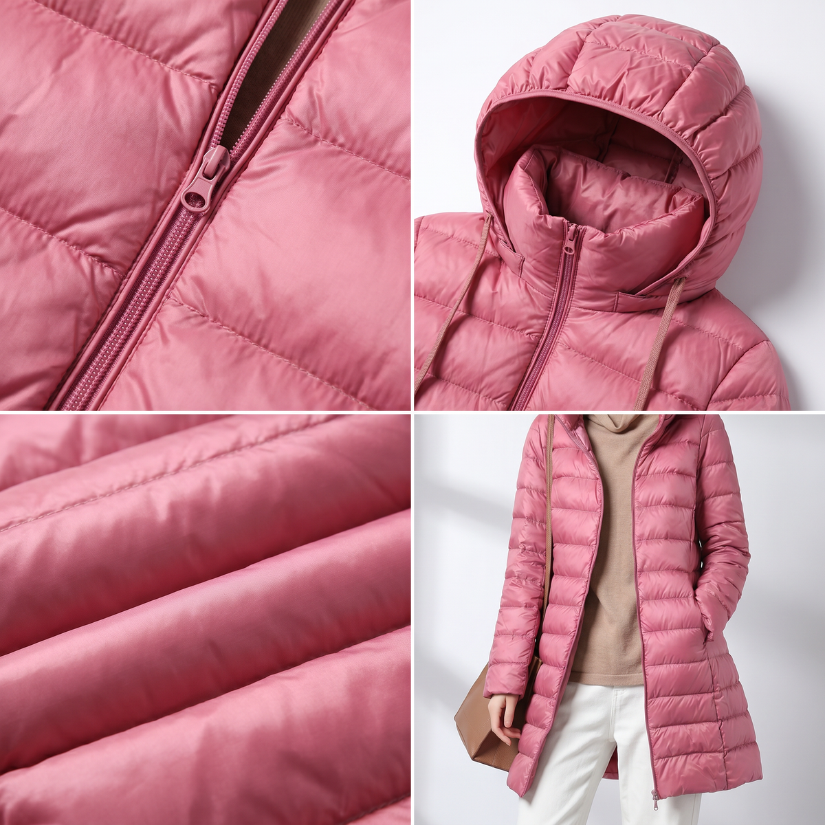 Cappotto Trapuntato Leggero con Cappuccio da Donna