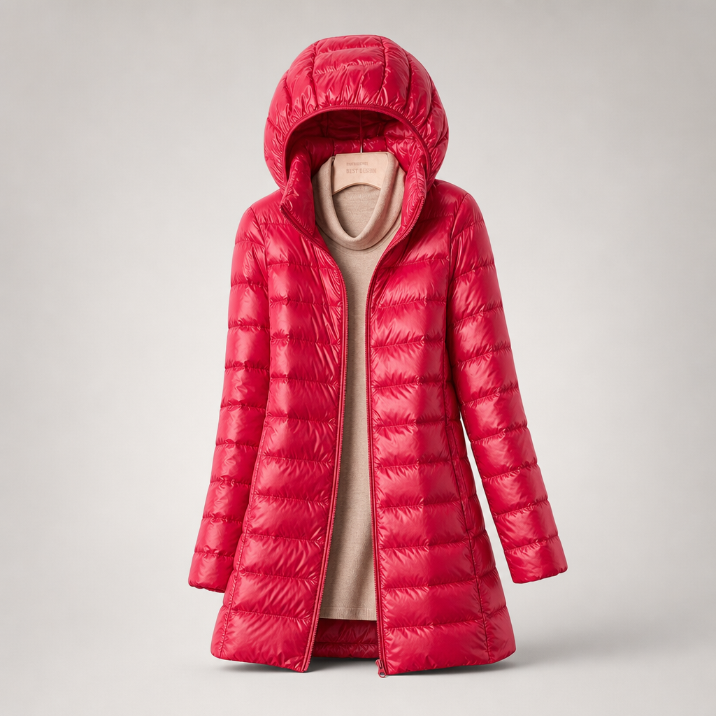 Cappotto Trapuntato Leggero con Cappuccio da Donna - Fucsia