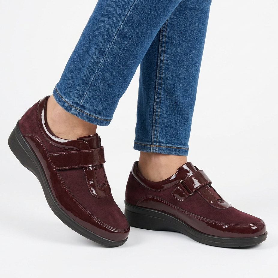 Mocassino Donna Comfort a Strappo con Zeppa - Rosso